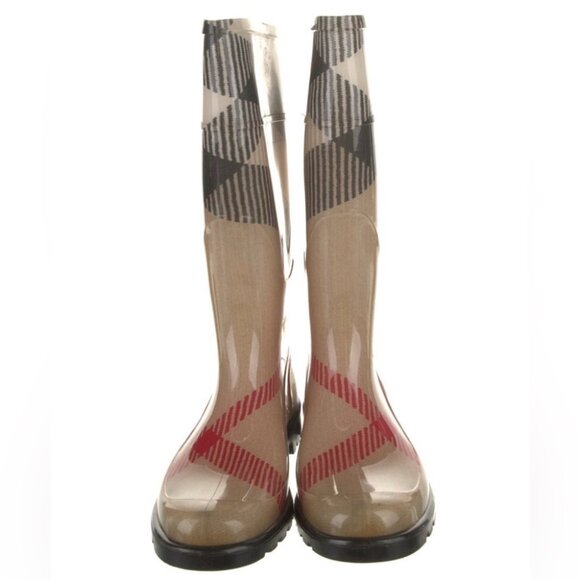 Burberry House Check Wellington Rain Boots Tan & BlackWomen’s 6